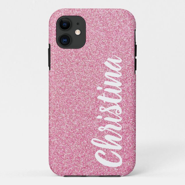 Coques Case-Mate iPhone Fille Bébé rose Nom de Parties scintillant Personn (Dos)