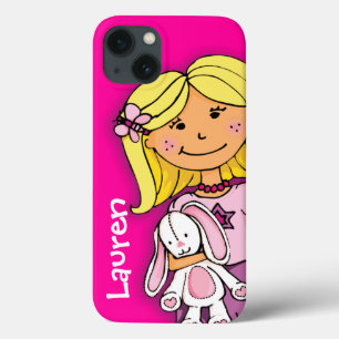 Etui iPhone 13 Fille blonde embrassant des boudins blancs roses
