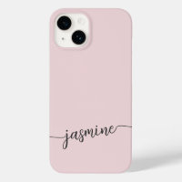 Fille Blush Pink Monogramme Nom Signature Script C