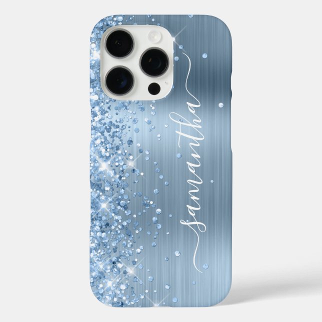 Coques Case-Mate iPhone Fille brillante bleu clair signature (Verso)