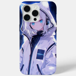 Coque iPhone 15 Pro Max Fille d'anime cyberpunk au pouls néon