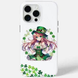 Coque iPhone 15 Pro Max Fille d'anime de la Saint Patrick's Day