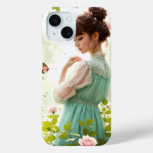 Coque Pour iPhone 15 Fille Dans Le Jardin D'Été