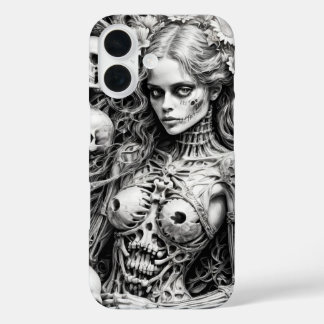 Coque Pour iPhone 16 Fille de crâne avec couverture d'os