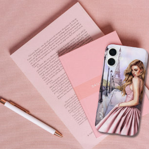 Coques iPhone 16 Plus Fille élégante et mignonne près de la Tour Eiffel,