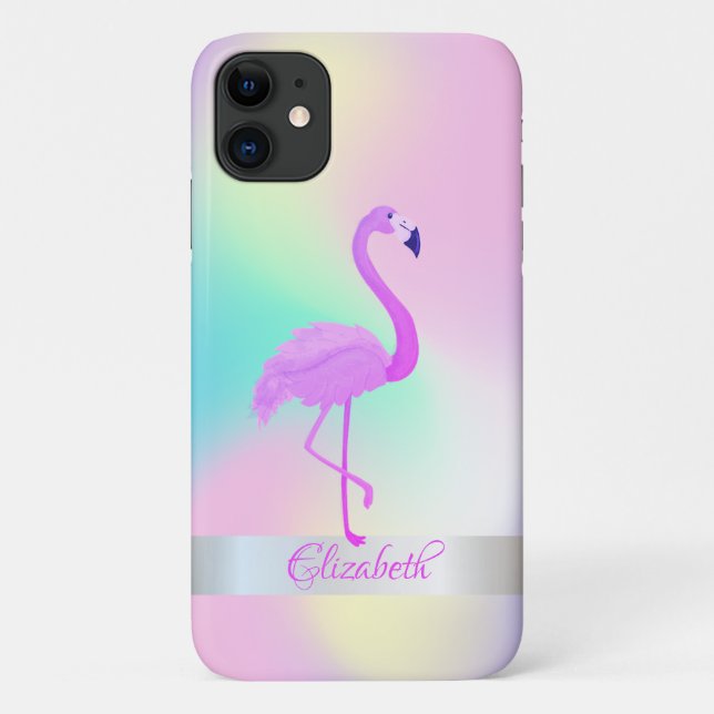 Coques Case-Mate iPhone Fille Flamant rose Holographique Ombre (Dos)