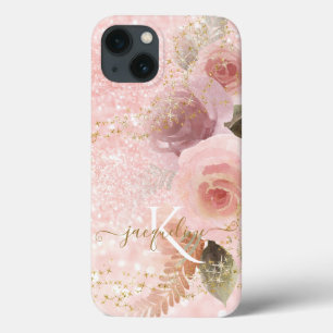 Case-Mate iPhone Case Fille Floral Élégant Parties scintillant rose Or