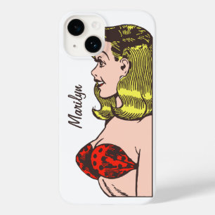 Coque Pour iPhone 14 Fille Glamour Vintage, Blonde Bombshell en Bikini