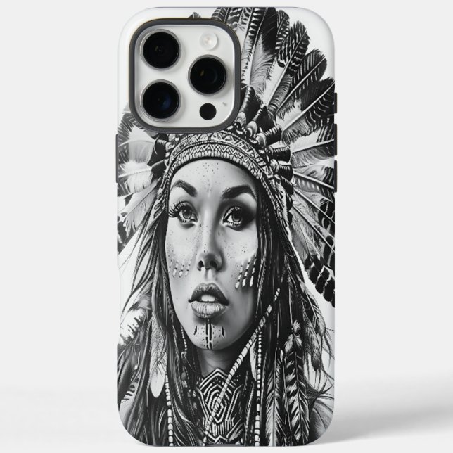 Coques Case-Mate iPhone Fille guerrière indienne plumée (Verso)