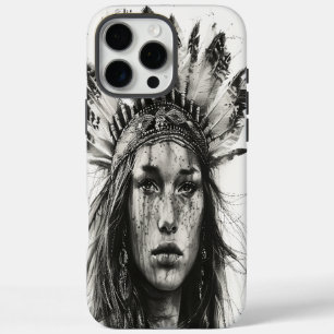 Coques iPhone 16 Pro Max Fille guerrière indienne plumée