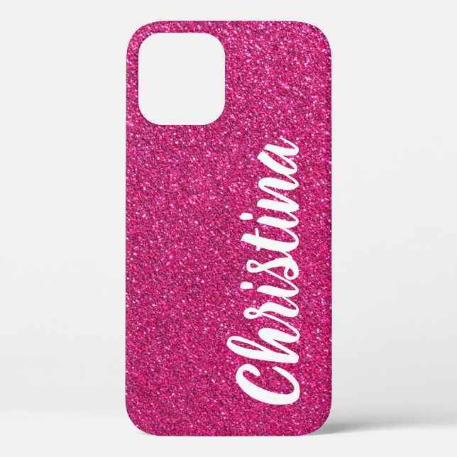 Coques Case-Mate iPhone Fille Hot rose Parties scintillant Nom personnalis (Verso)