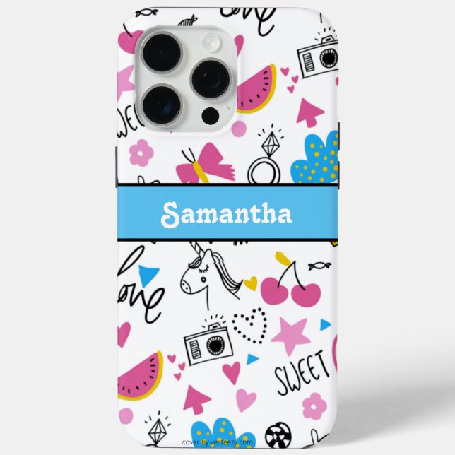 Coques Case-Mate iPhone Fille mignonne tendance Simple bleu Motif élégant (Verso)