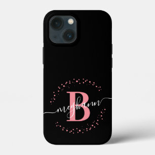 Case-Mate iPhone Case Fille moderne rose noir Script Monogramme 