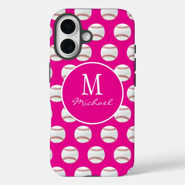 Coques Case-Mate iPhone Fille Monogramme Nom Baseball Motif sans couture r (Verso)