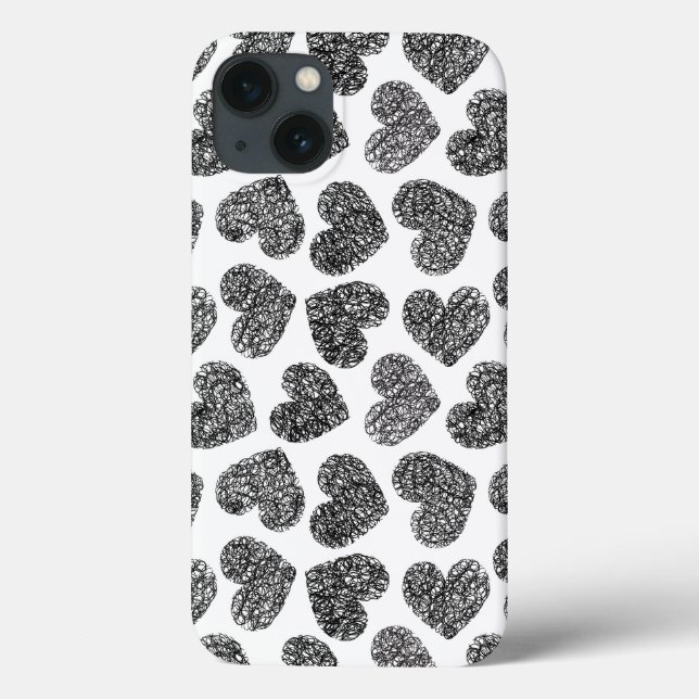 Coques Case-Mate iPhone Fille noir et blanc coeur d'amour motif (Verso)