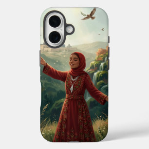 Coque Pour iPhone 16 Fille palestinienne en robe traditionnelle Tatreez