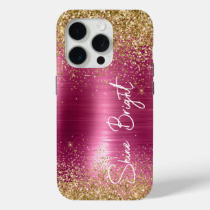 Coque iPhone 15 Pro Fille Parties scintillant rose or étincelante