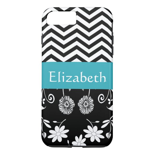 Coques Case-Mate iPhone Fille personnalisée Mod Daisies & Chevron avec nom (Dos)