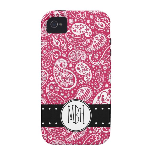 Coques Case-Mate iPhone Fille PINK Paisley Motif avec Monogramme (Dos)
