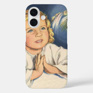 Coque Pour iPhone 16 Fille priant pour Jésus-Christ, prières au coucher