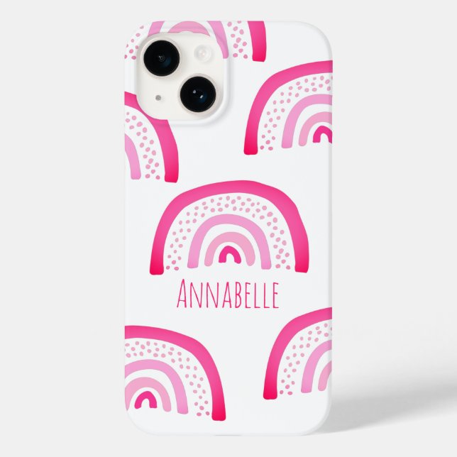 Coques Case-Mate iPhone Fille rose arc-en-ciel prénom (Verso)