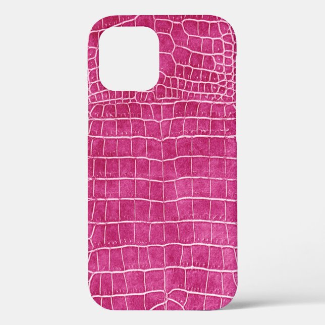 Coques Case-Mate iPhone Fille Rose Chaud Faux Crocodile Cuir (Verso)