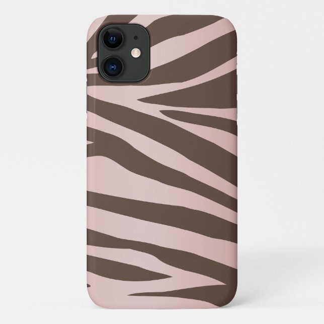 Coques Case-Mate iPhone Fille rose et Brown Zebra (Dos)
