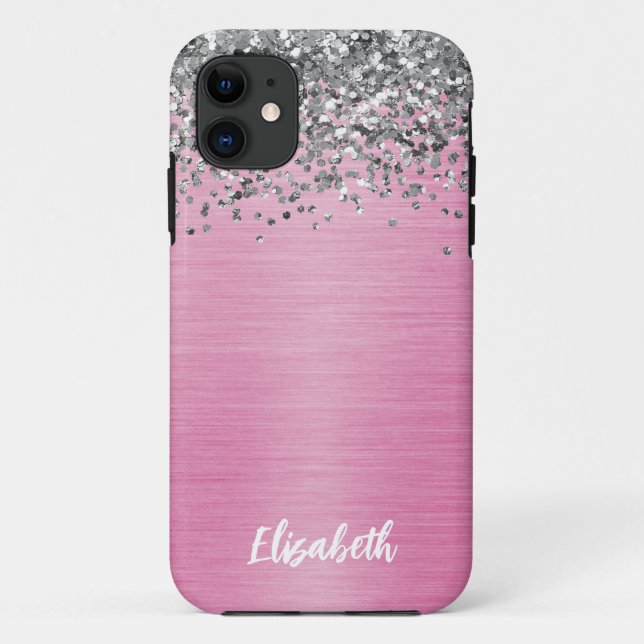 Coques Case-Mate iPhone Fille rose étincelle Parties scintillant Nom du mo (Dos)