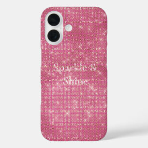 Coque Pour iPhone 16 Fille rose Glitzy Étincelle
