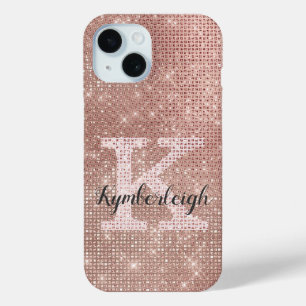 Coque Pour iPhone 15 Fille Rose Gold Glam Parties scintillant étincelan
