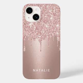Coque Pour iPhone 14 Fille Rose Gold Parties scintillant Drivers Nom pe