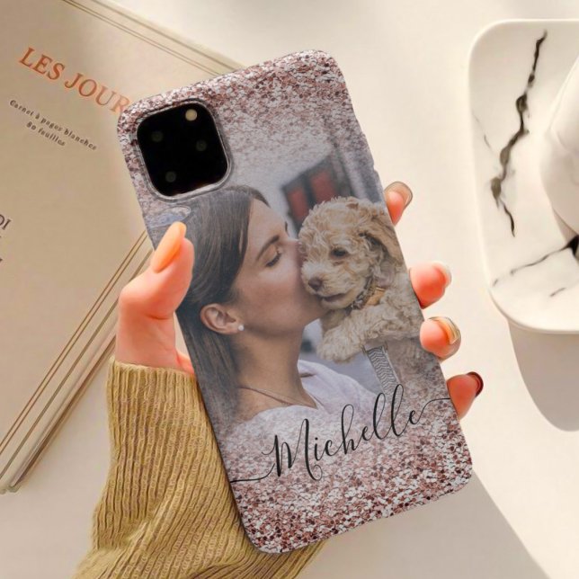 Coques Case-Mate iPhone Fille Rose Gold Parties scintillant Photo Votre no (Créateur téléchargé)