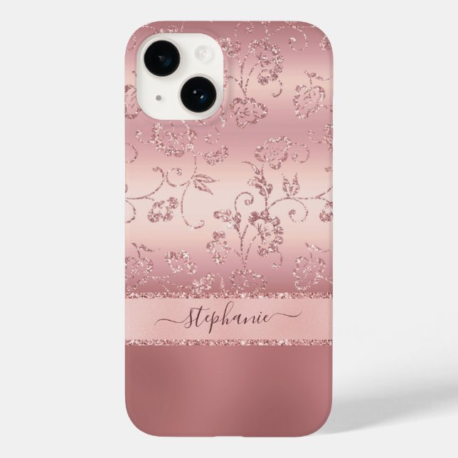 Coques Case-Mate iPhone Fille Rose Or Blush rose Floral Nom (Verso)
