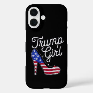 Coque Pour iPhone 16 Fille Trump Talon Haut Drapeau Américain Bling Pat