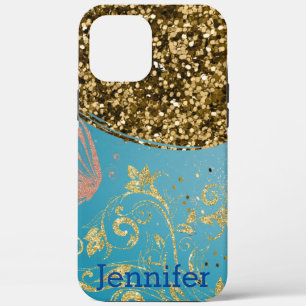 Case-Mate iPhone Case Fille Turquoise Parties scintillant Or Ombre Nom M