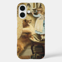 Fille Vintage et Art de Chien Sheltie Lieu Secret