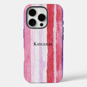 Coques iPhone 16 Pro Fille violet rose rouge vif rayures