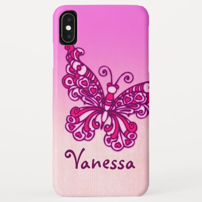 Coques Case-Mate iPhone Filles appelées papillon rose violet graphique (Dos)