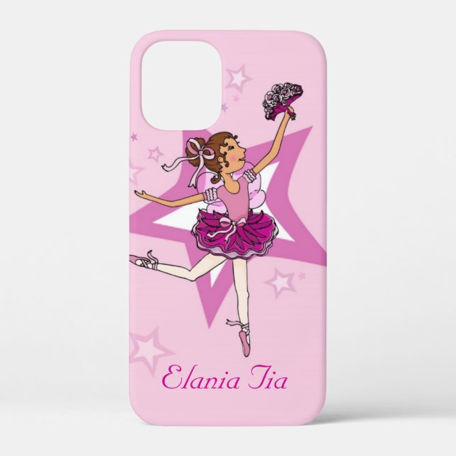 Coques Case-Mate iPhone Filles ballerine cheveux foncé nommé rose (Verso)