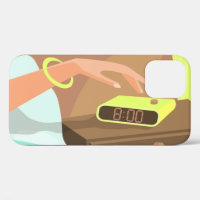 Filles main poussant sur le bouton snooze du révei