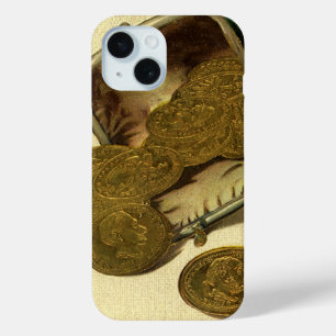 Coque Pour iPhone 15 Finance d'entreprise vintage, monnaie d'or dans un