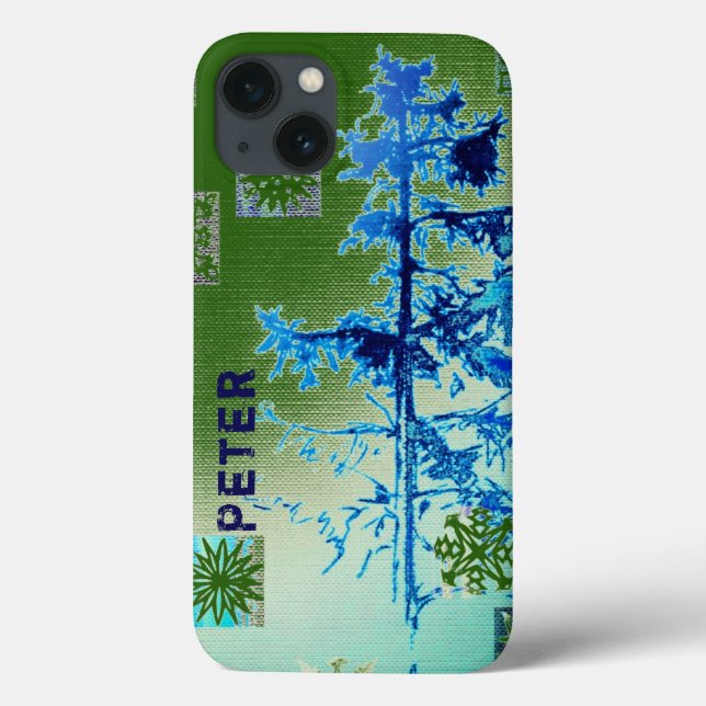 Coques Case-Mate iPhone Fir Tree & Snowflakes & Your Name Case-Mate iPhone (Verso)