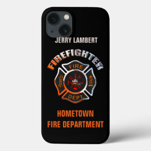 iPhone 13 Case Fire Department Chrome Name Template