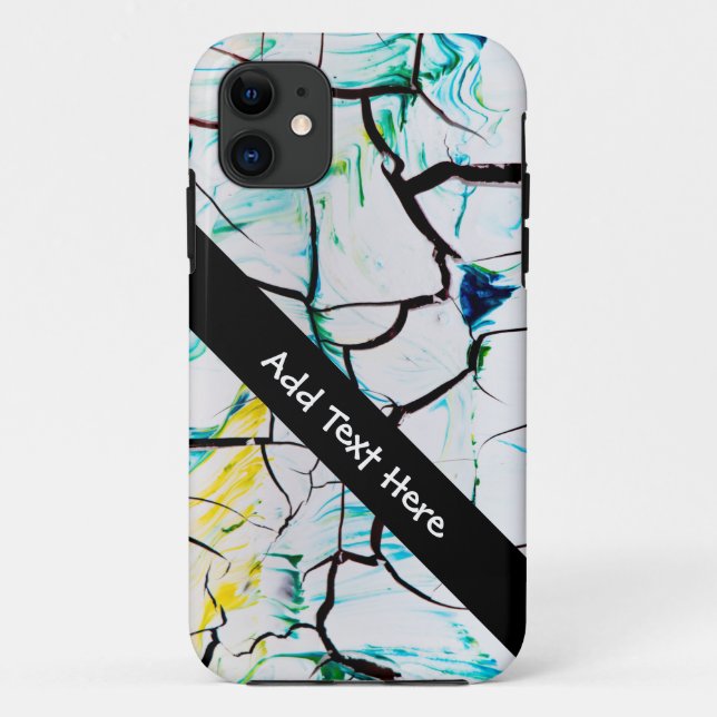 Coques Case-Mate iPhone Fissures Abstraites en bleu jaune vert (Dos)