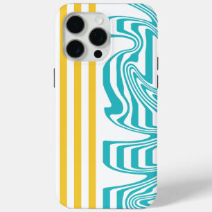 Coque iPhone 15 Pro Max Fissures et torsades en Turquoise et Jaune