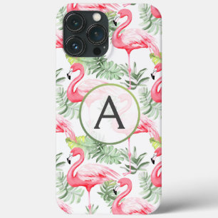 Case-Mate iPhone Case Flamant rose coloré tropical et Feuille P & Monogr