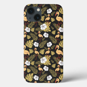 Case-Mate iPhone Case Flamant rose continu motif fleurs jaune et blanc