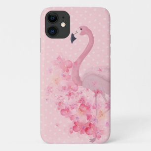Case-Mate iPhone Case Flamant rose d'aquarelle rose florale et points