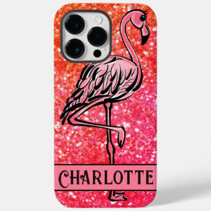 Coque Pour Pour iPhone 14 Pro Max Flamant rose de parties scintillant rose pétillant