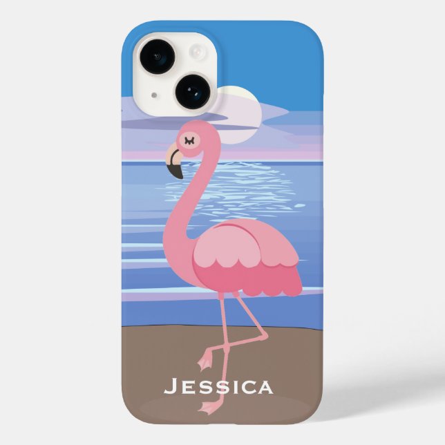 Coques Case-Mate iPhone Flamant rose d'île tropicale personnalisée (Verso)